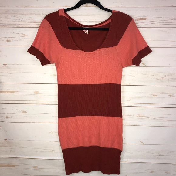 Free People Striped Short Sleeve Tunic Knit Top - Picture 8 of 10